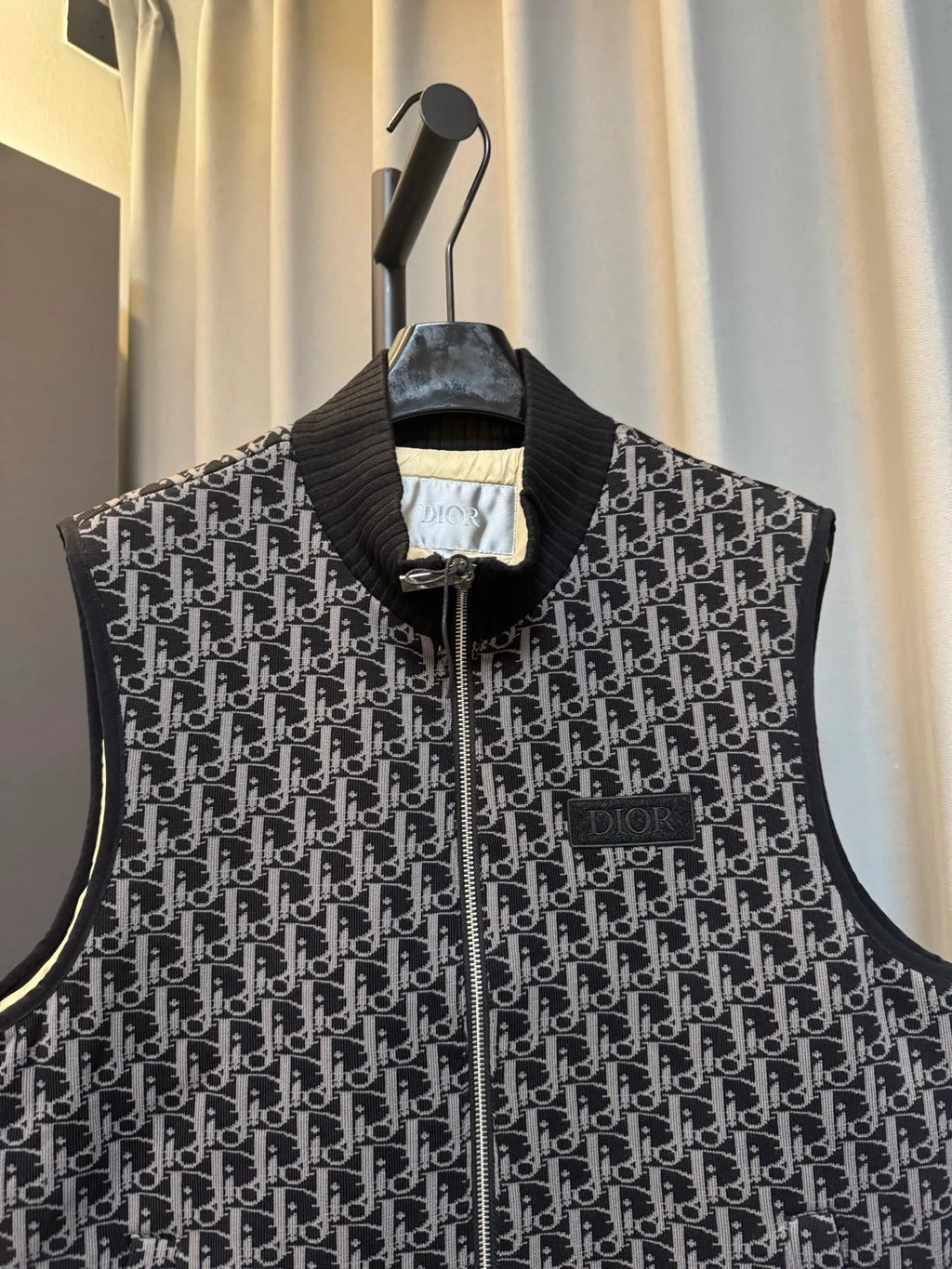 Dior Men's Oblique Monogram Quilted Knit Vest Black