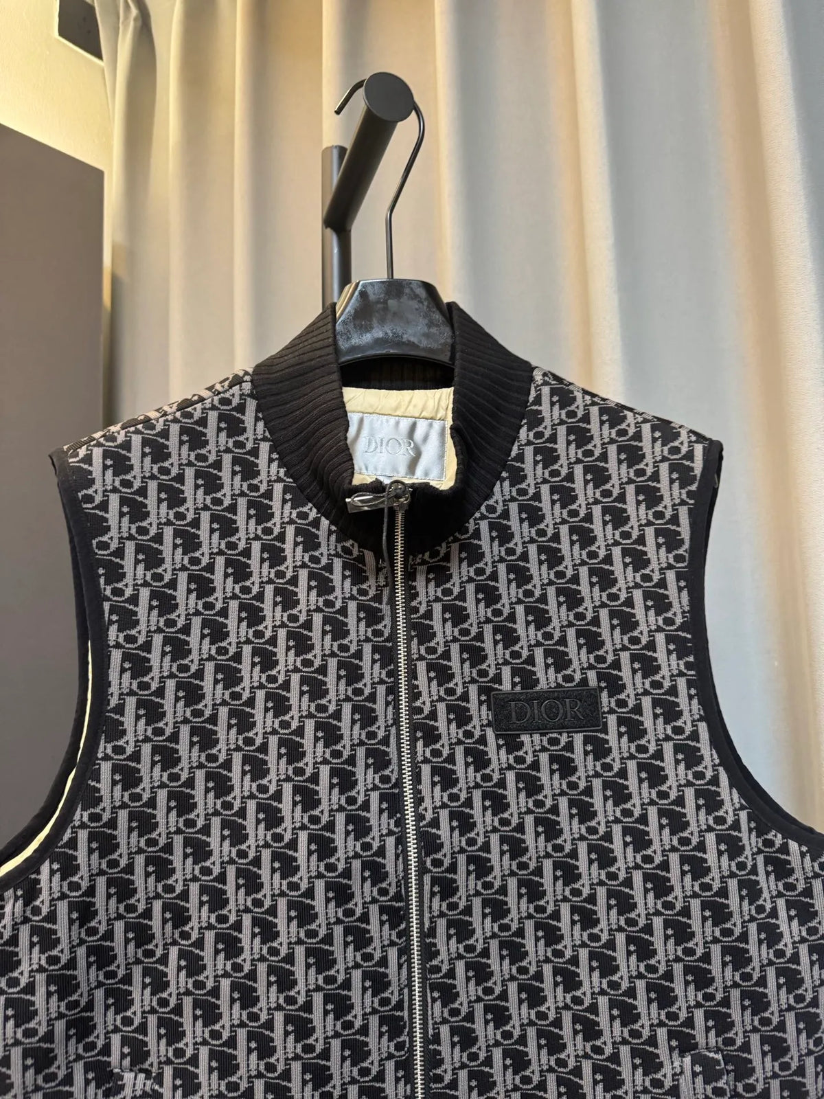 Dior Men's Oblique Monogram Quilted Knit Vest Black