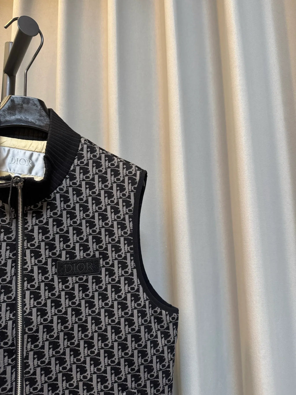 Dior Men's Oblique Monogram Quilted Knit Vest Black