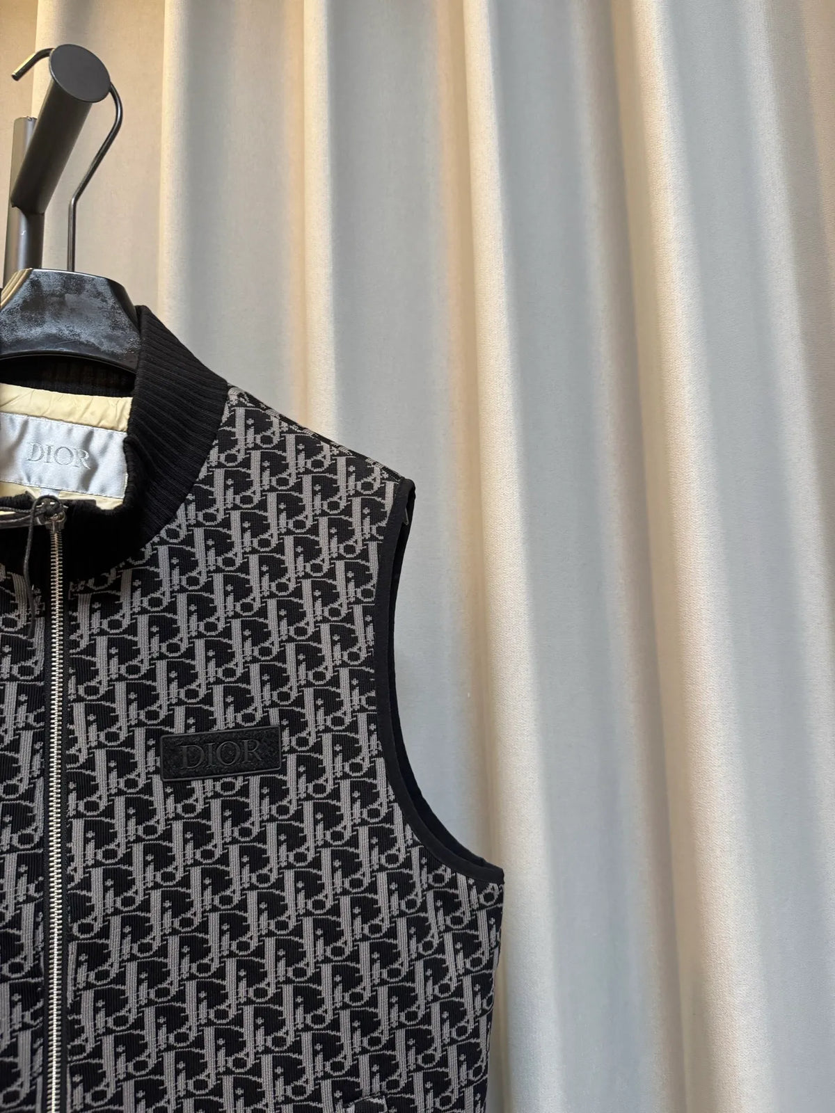 Dior Men's Oblique Monogram Quilted Knit Vest Black