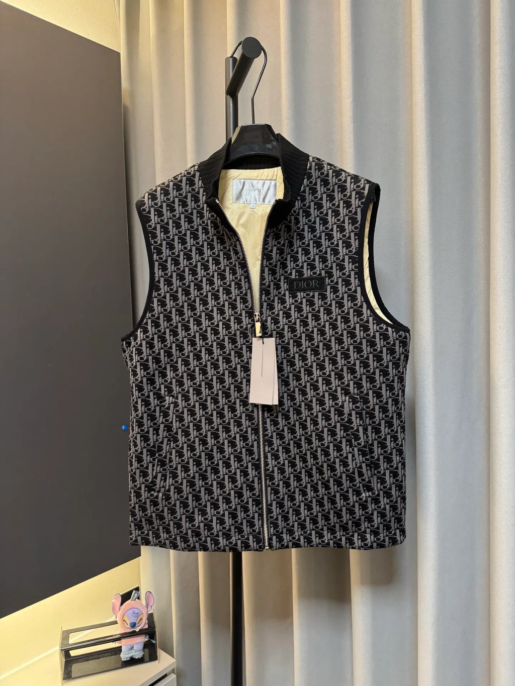 Dior Men's Oblique Monogram Quilted Knit Vest Black
