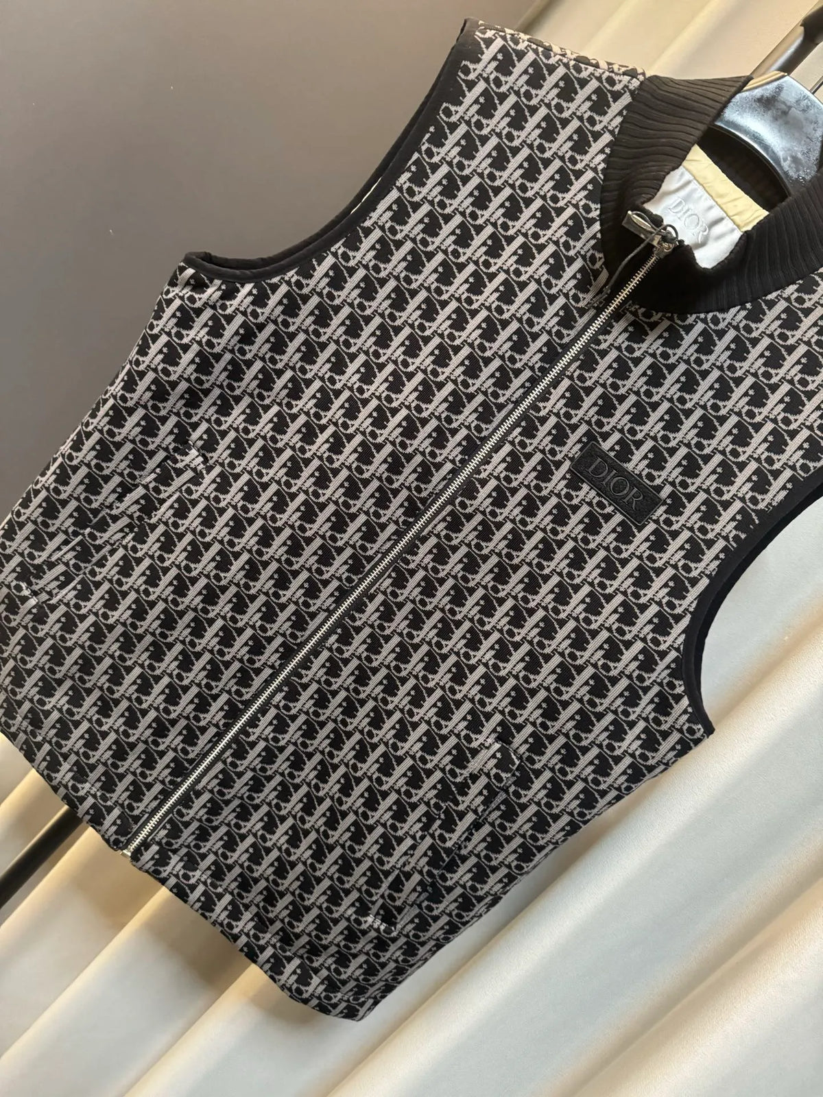 Dior Men's Oblique Monogram Quilted Knit Vest Black