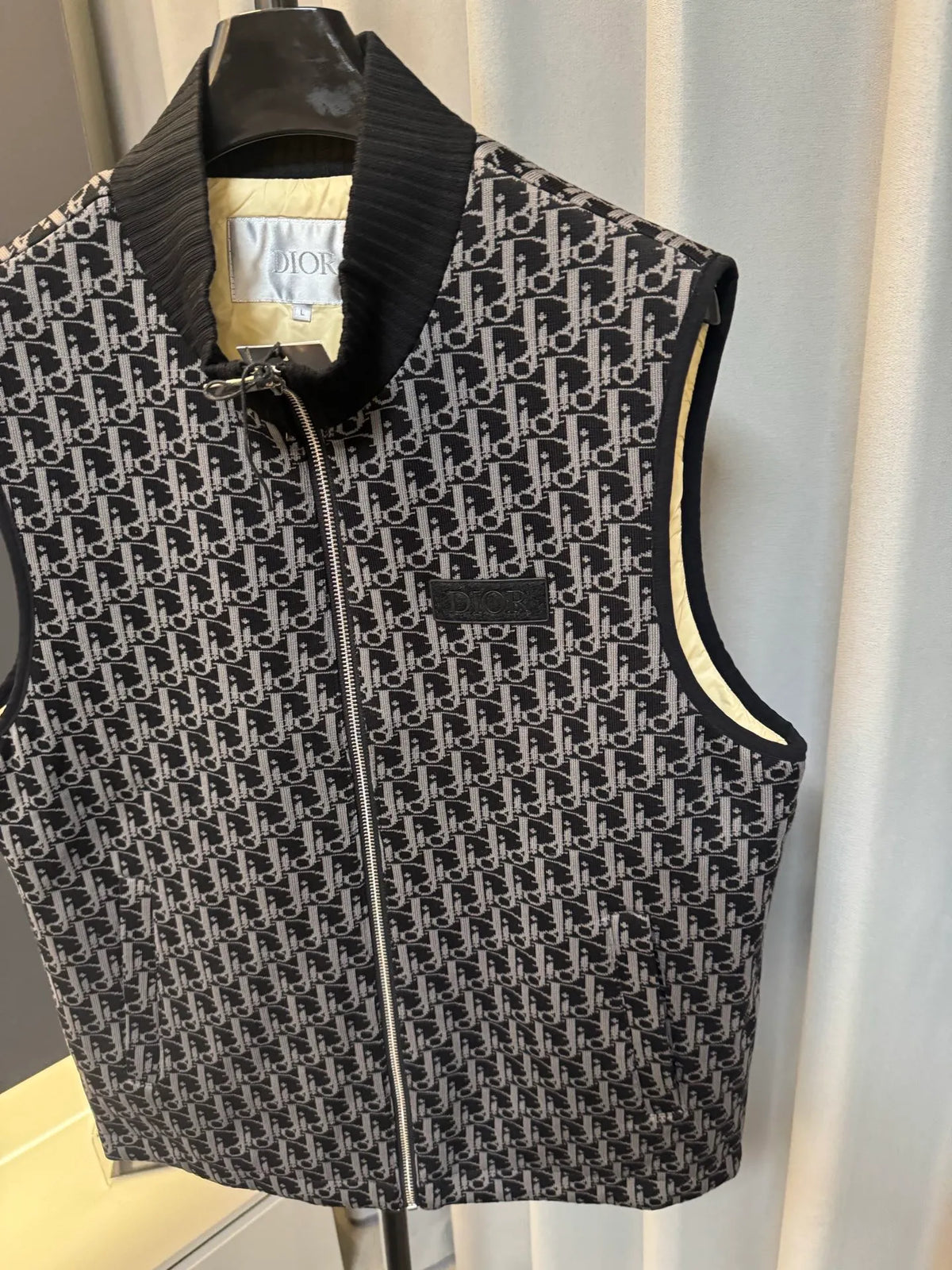 Dior Men's Oblique Monogram Quilted Knit Vest Black