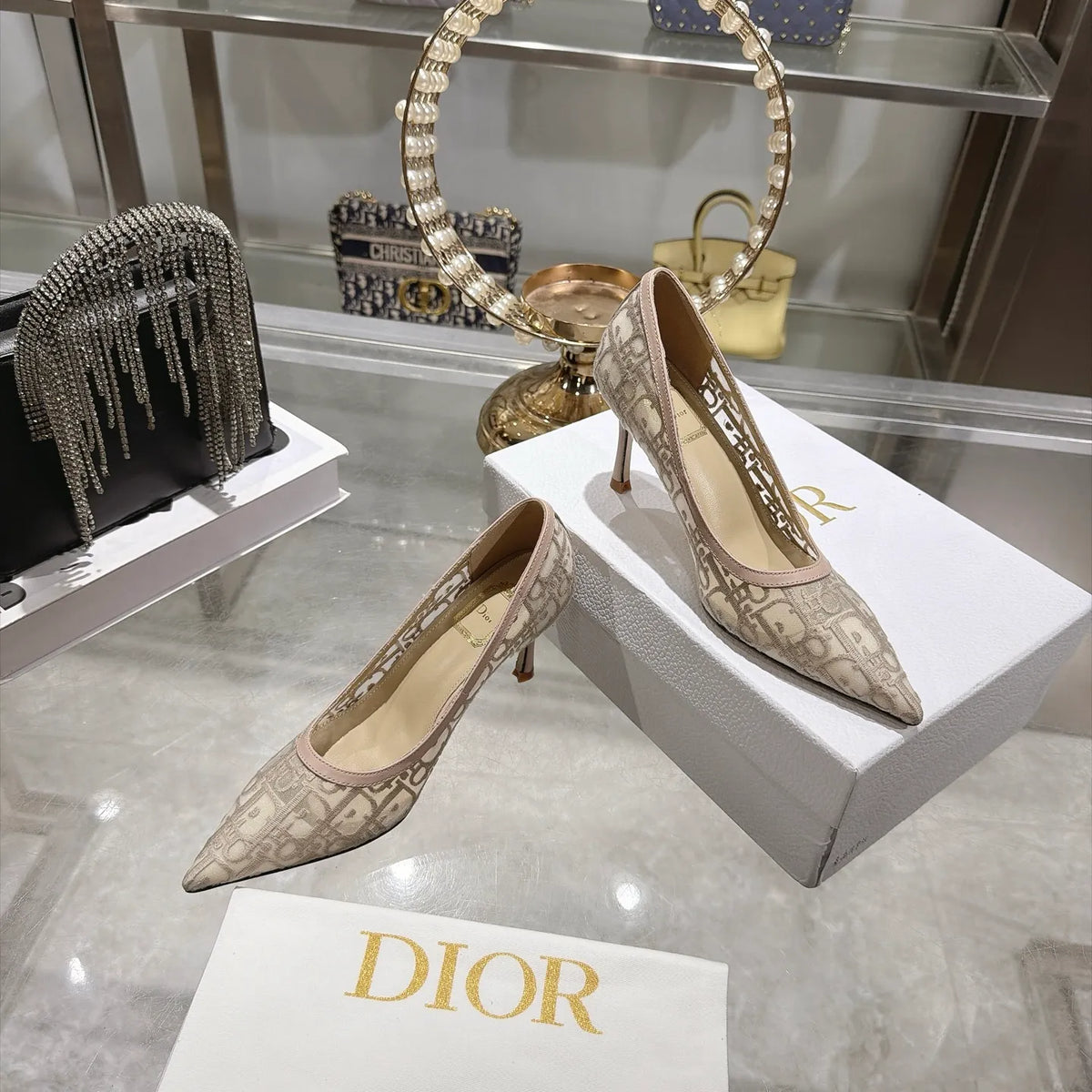 Oblique Mesh Sheepskin 3.1 in Heels 810935