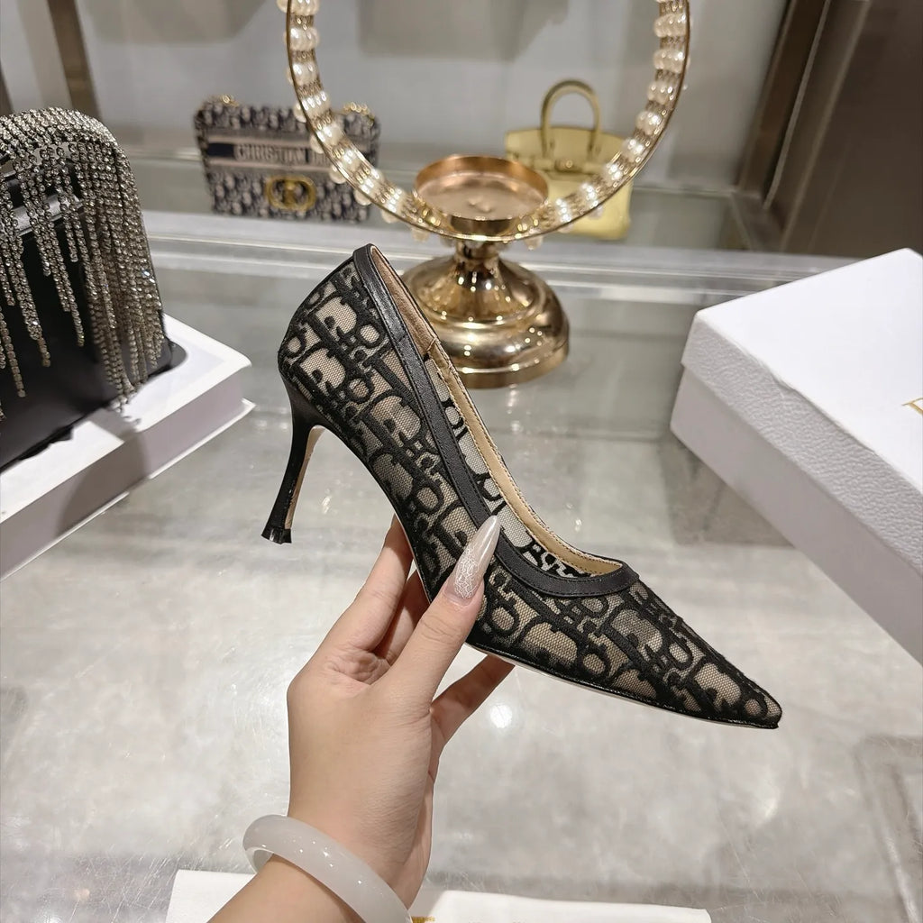Pointed Toe Mesh Stiletto 3.1 in Heels 810937