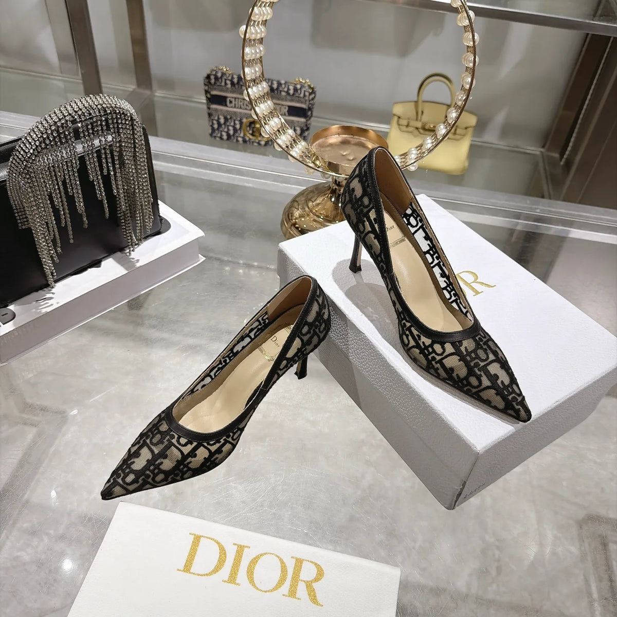 Pointed Toe Mesh Stiletto 3.1 in Heels 810937