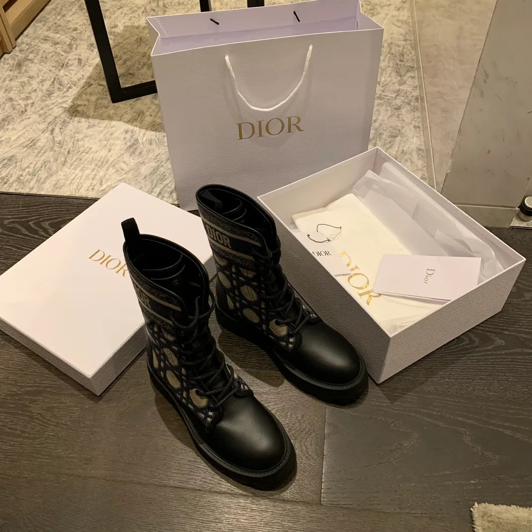 Dior Women's Ankle Boots Technical Fabric Calfskin Leather 340567