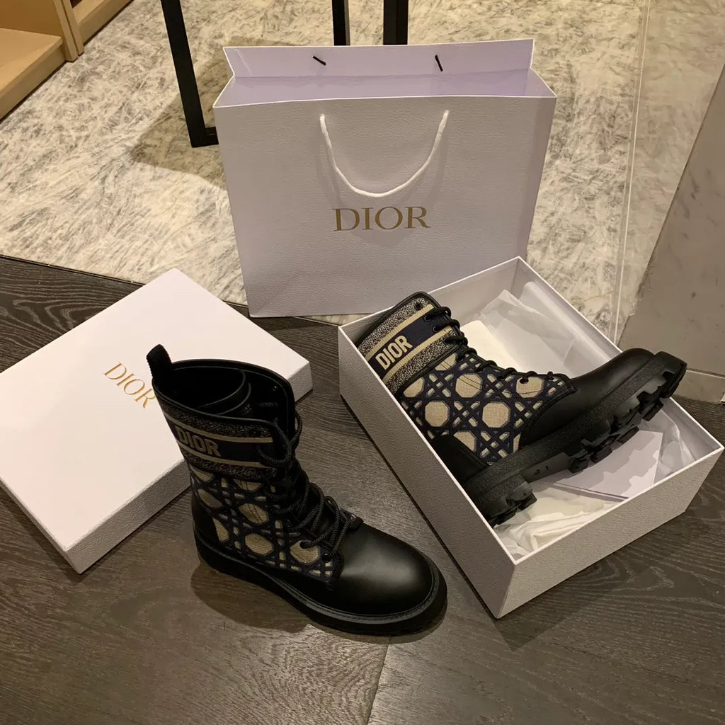 Dior Women's Ankle Boots Technical Fabric Calfskin Leather 340567
