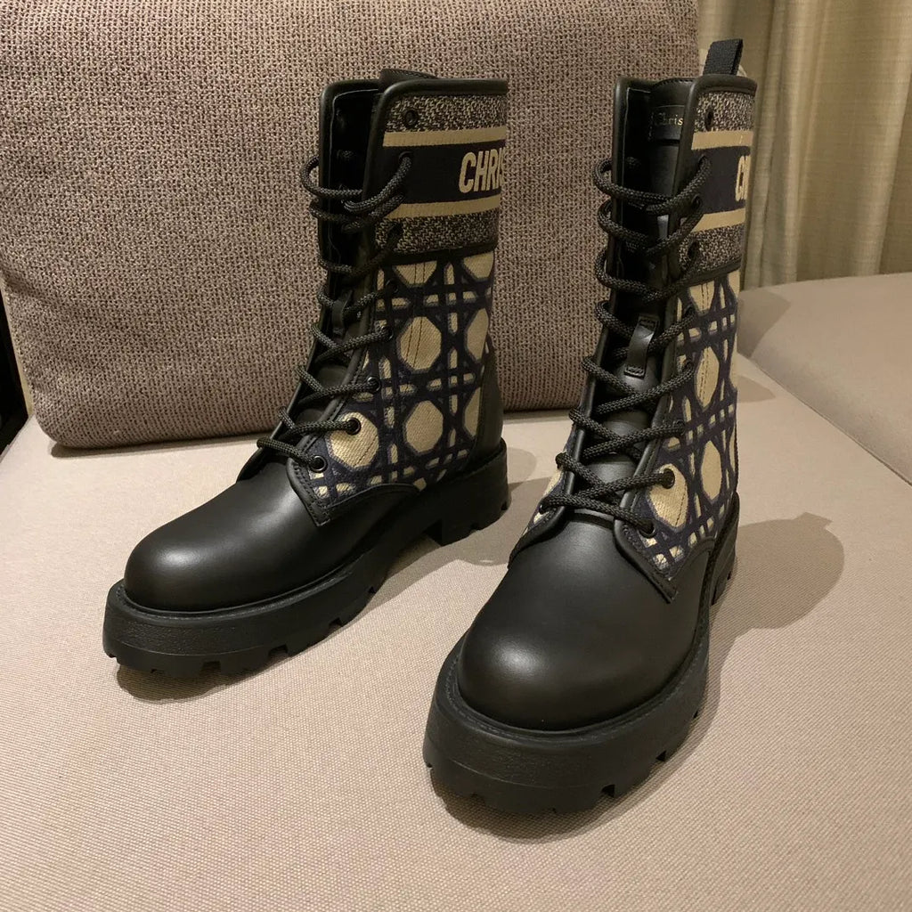 Dior Women's Ankle Boots Technical Fabric Calfskin Leather 340567