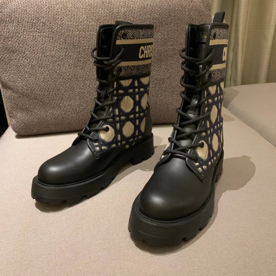 Dior Women's Ankle Boots Technical Fabric Calfskin Leather 340567