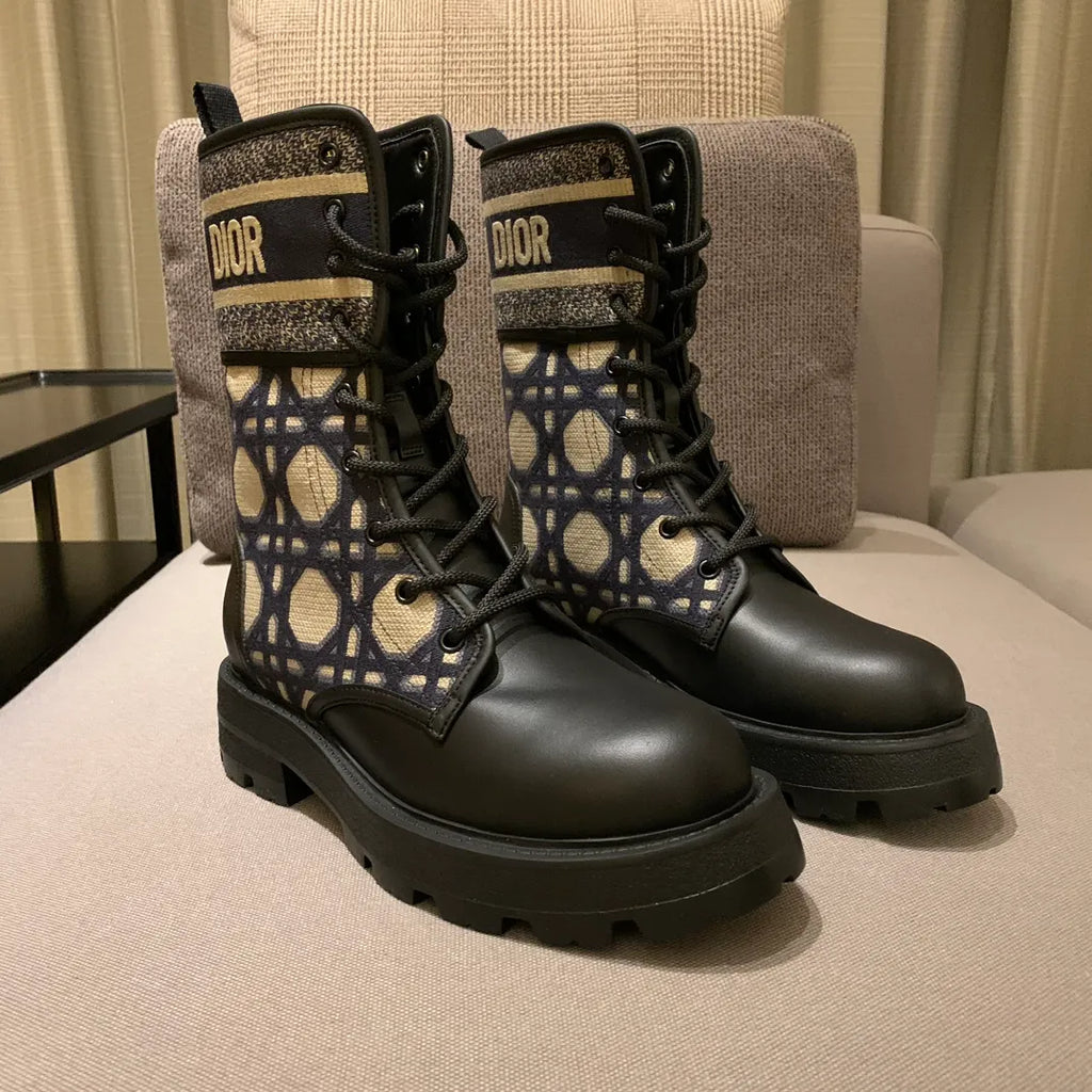 Dior Women's Ankle Boots Technical Fabric Calfskin Leather 340567