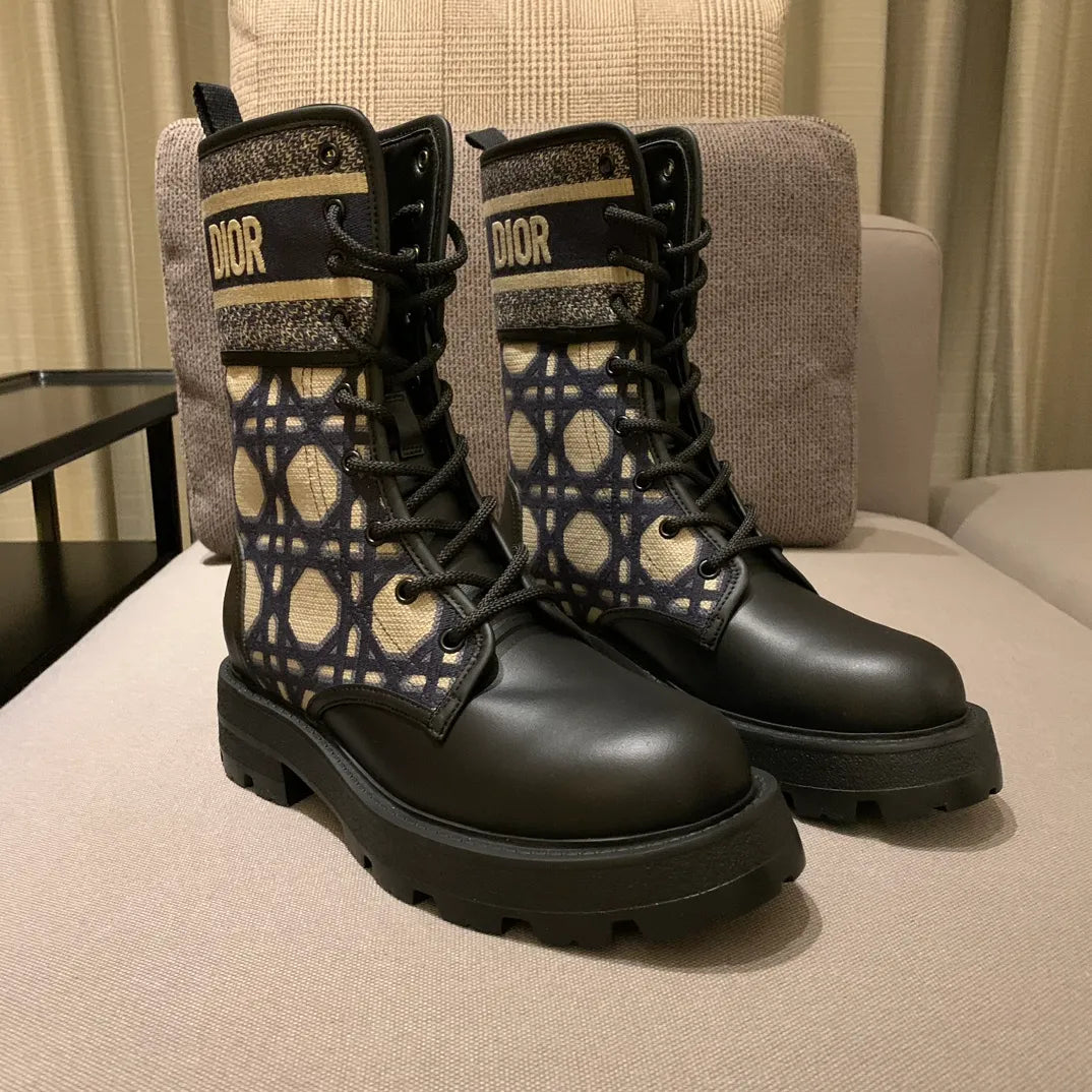Dior Women's Ankle Boots Technical Fabric Calfskin Leather 340567