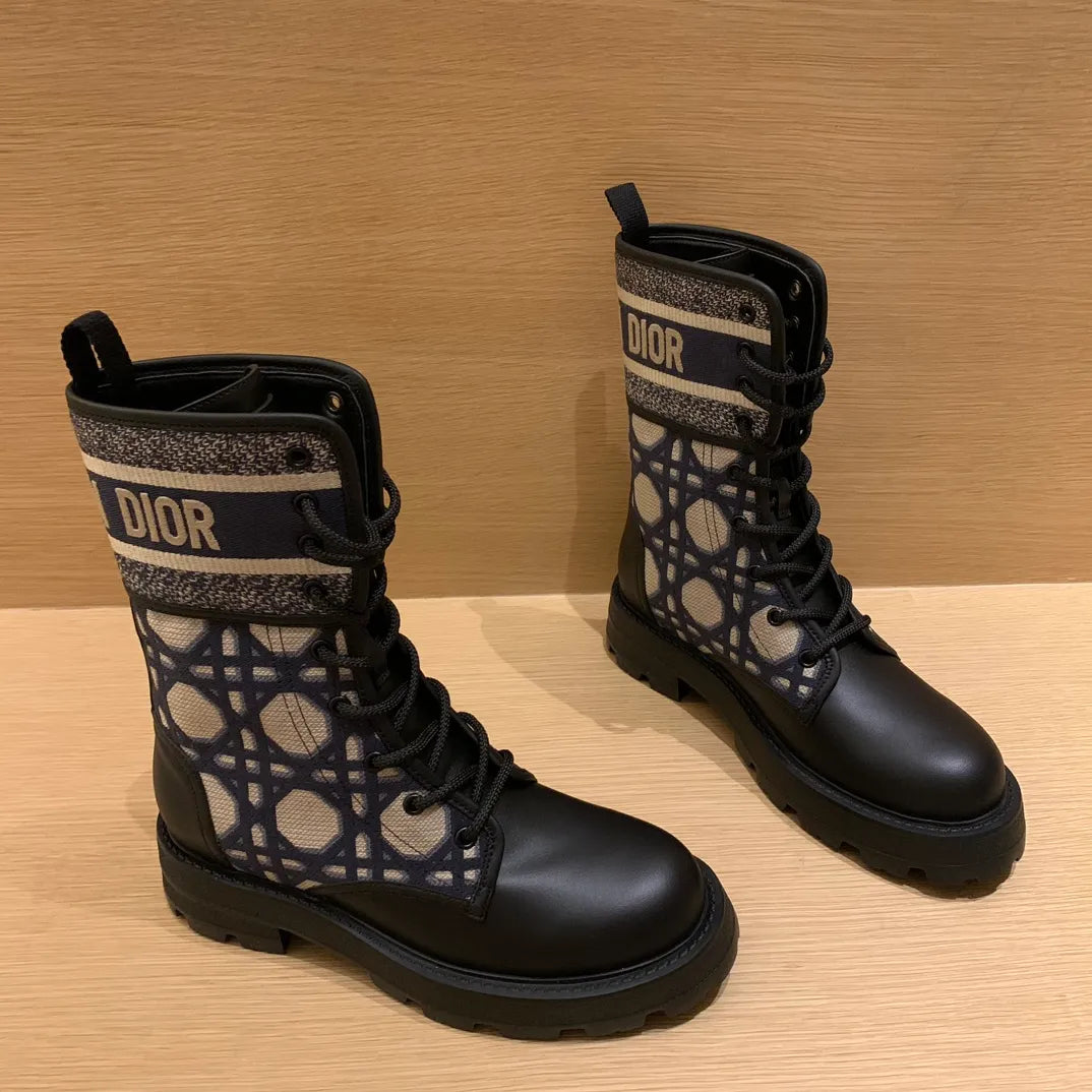 Dior Women's Ankle Boots Technical Fabric Calfskin Leather 340567