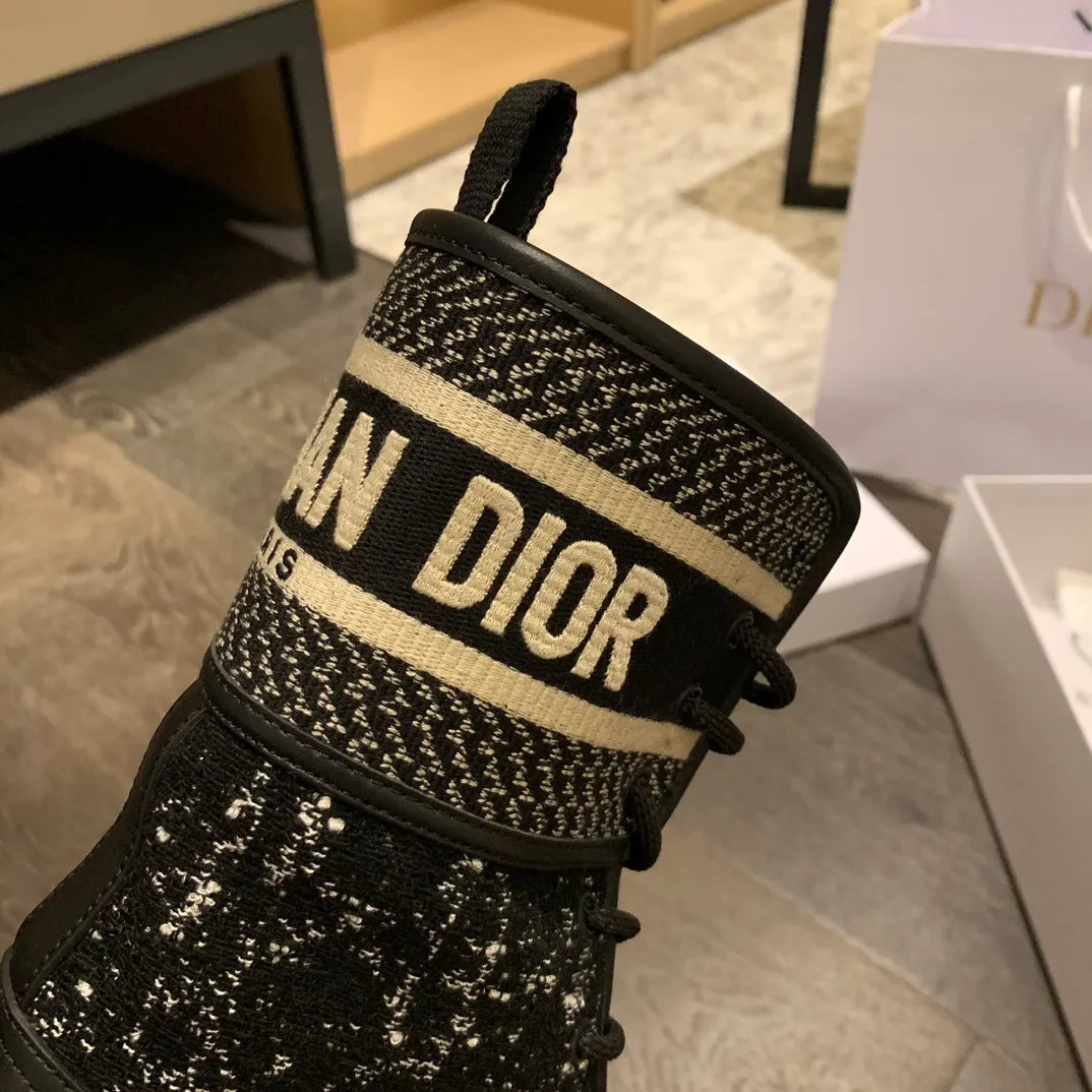 Dior Women's Ankle Boots Tweed Cowhide Leather 340563