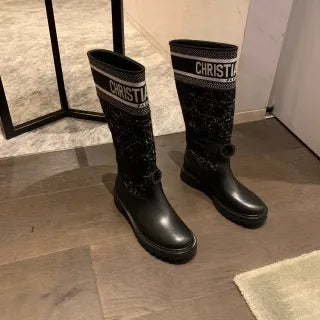 Dior Women's D-Major Boots Tweed Calfskin Leather 340548