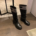 Dior Women's D-Major Boots Tweed Calfskin Leather 340548