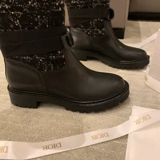 Dior Women's D-Major Boots Tweed Calfskin Leather 340548