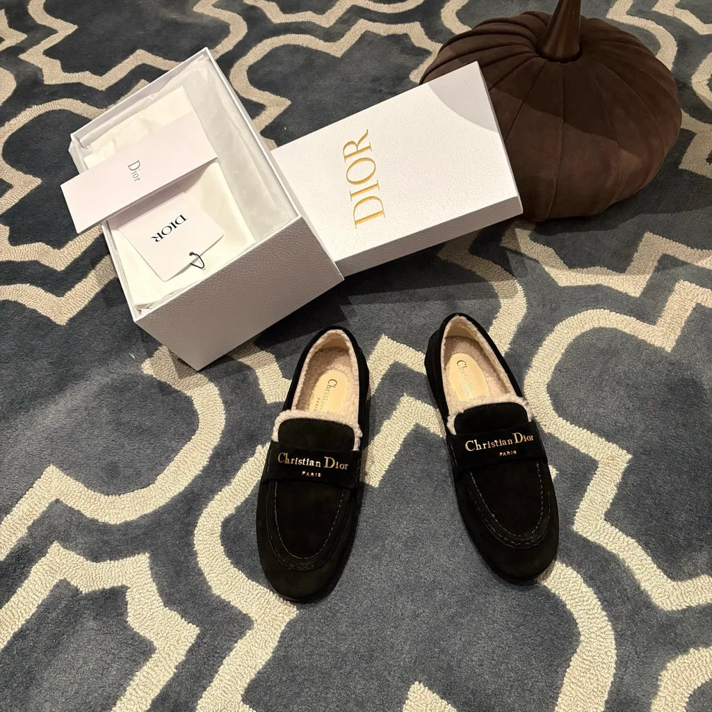 Dior Women's Dior Boy Loafers Suede Shearling 340527