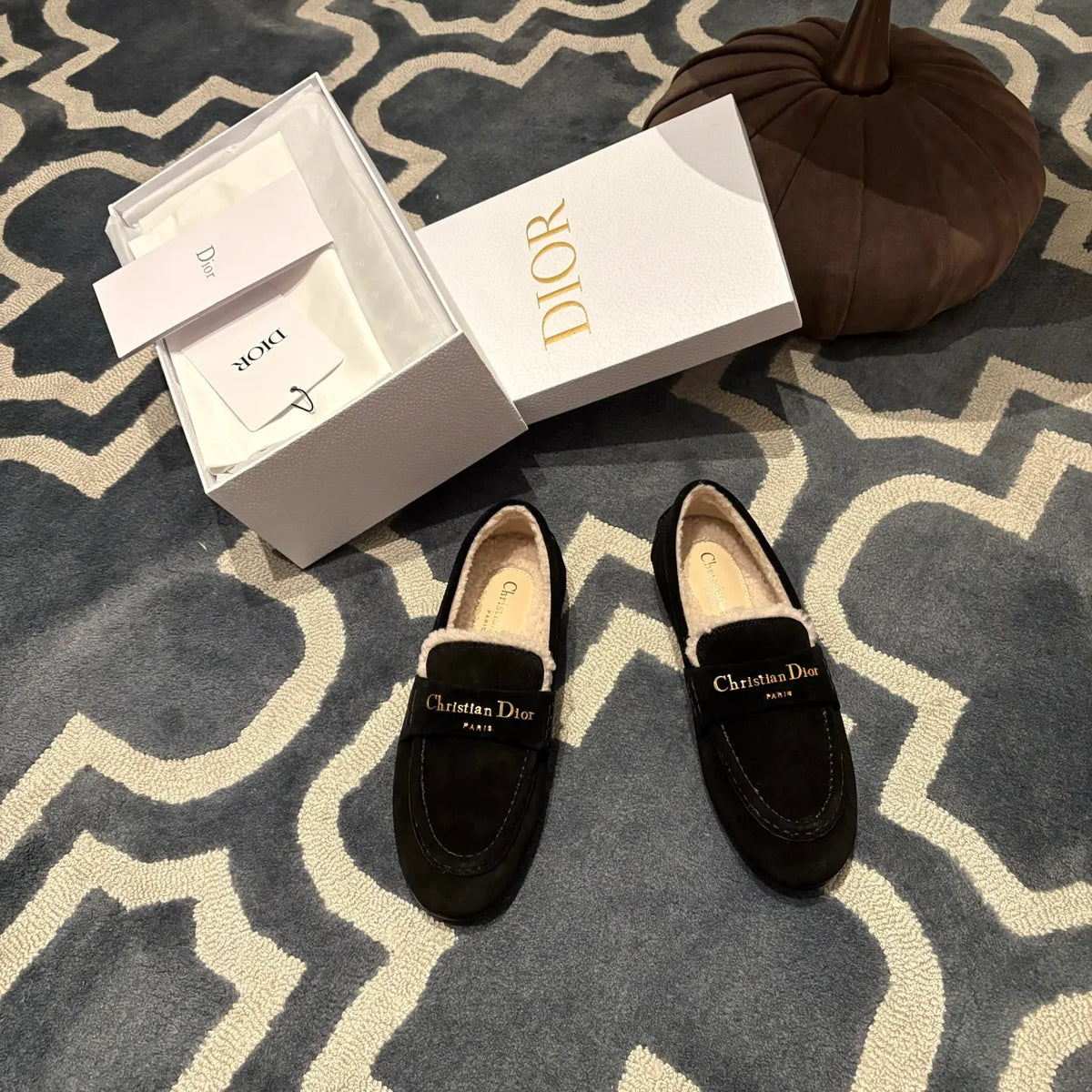 Dior Women's Dior Boy Loafers Suede Shearling 340527
