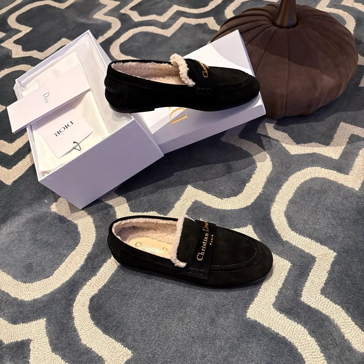 Dior Women's Dior Boy Loafers Suede Shearling 340527