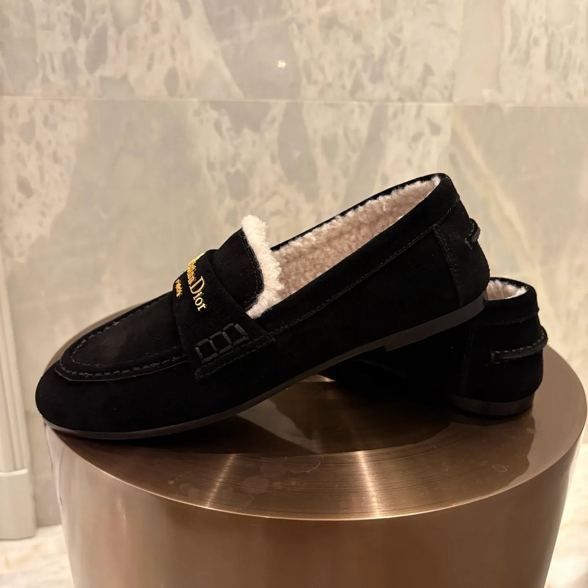 Dior Women's Dior Boy Loafers Suede Shearling 340527