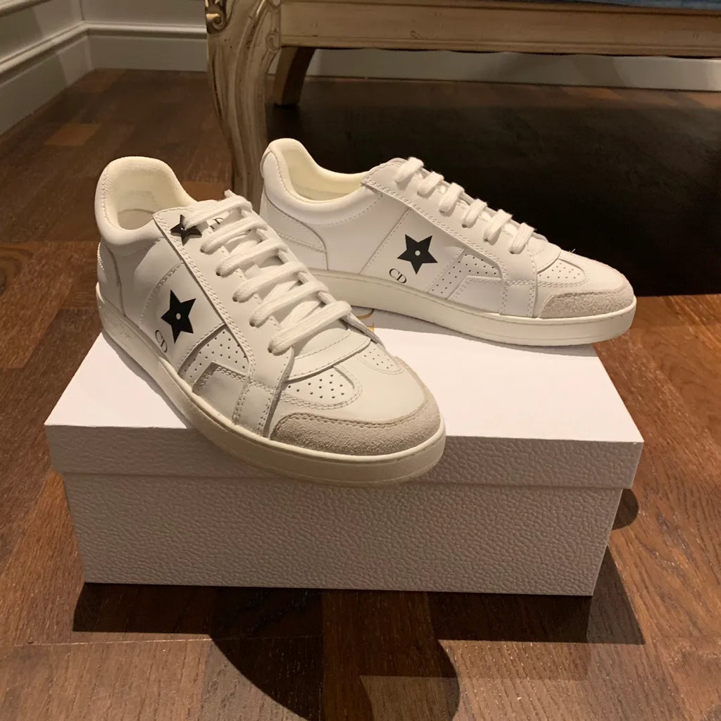 Dior Women's Dior Star Sneakers White Calfskin Leather Suede 340457