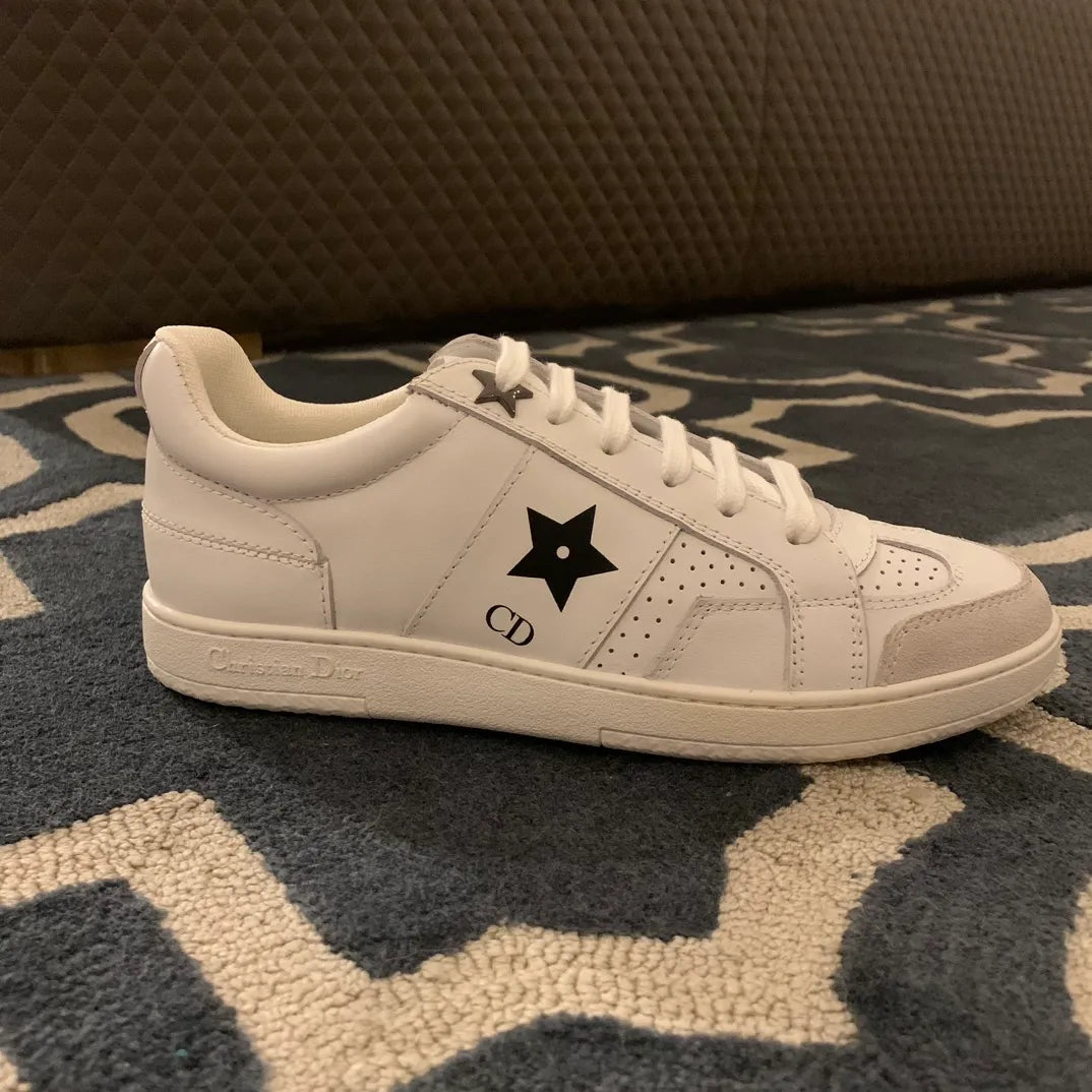 Dior Women's Dior Star Sneakers White Calfskin Leather Suede 340457