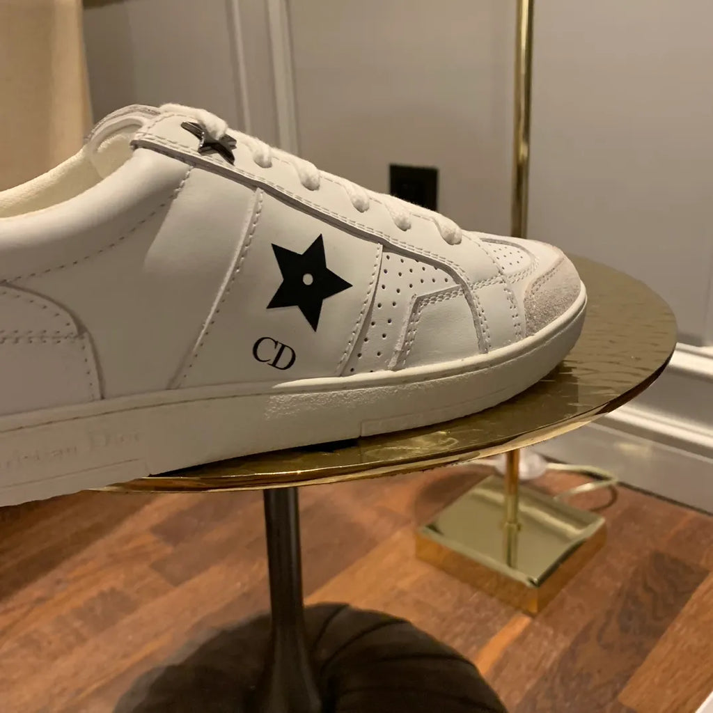 Dior Women's Dior Star Sneakers White Calfskin Leather Suede 340457