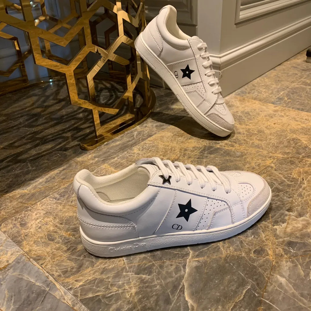 Dior Women's Dior Star Sneakers White Calfskin Leather Suede 340457