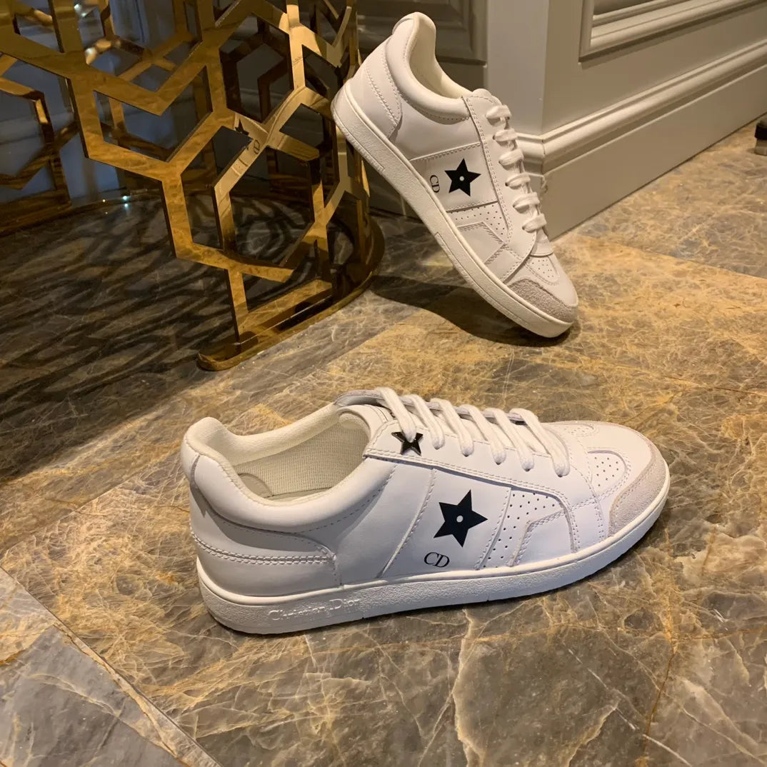 Dior Women's Dior Star Sneakers White Calfskin Leather Suede 340457