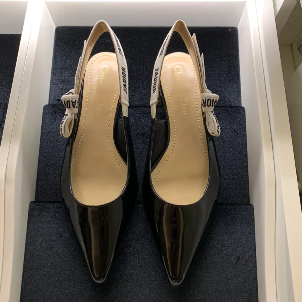 Dior Women's J'Adior Heels Black Patent Calfskin Leather 340509