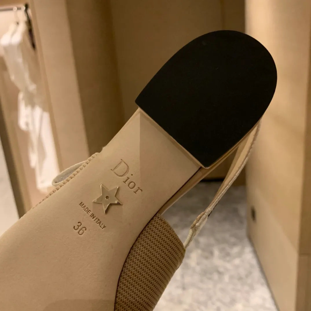 Dior Women's J'Adior Slingback Heels Apricot Technical Fabric 339073