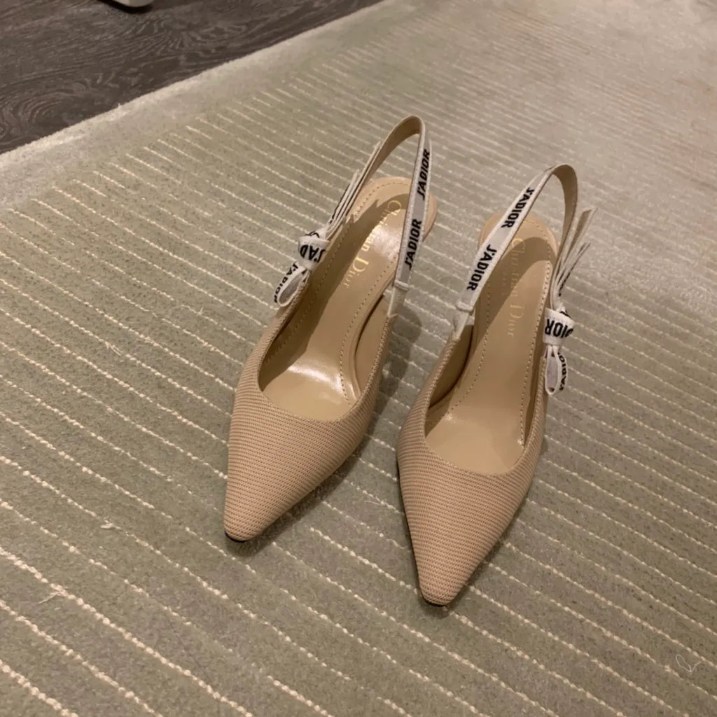 Dior Women's J'Adior Slingback Heels Apricot Technical Fabric 340488
