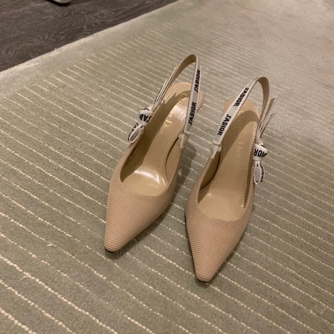 Dior Women's J'Adior Slingback Heels Apricot Technical Fabric 340488