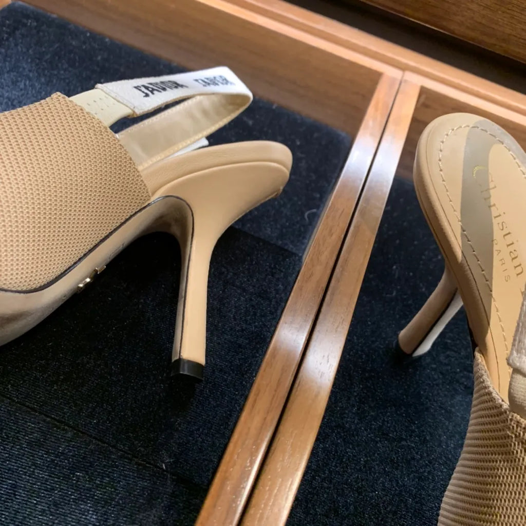 Dior Women's J'Adior Slingback Heels Apricot Technical Fabric 340488
