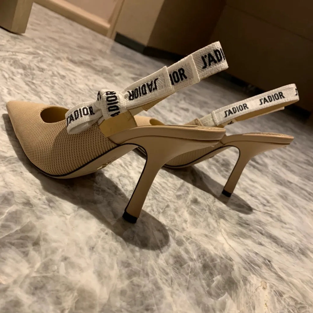 Dior Women's J'Adior Slingback Heels Apricot Technical Fabric 340488