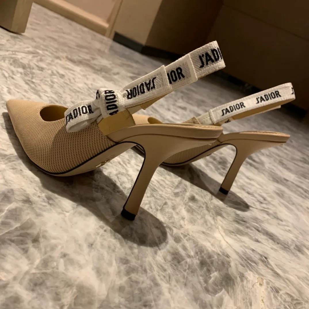 Dior Women's J'Adior Slingback Heels Apricot Technical Fabric 340488