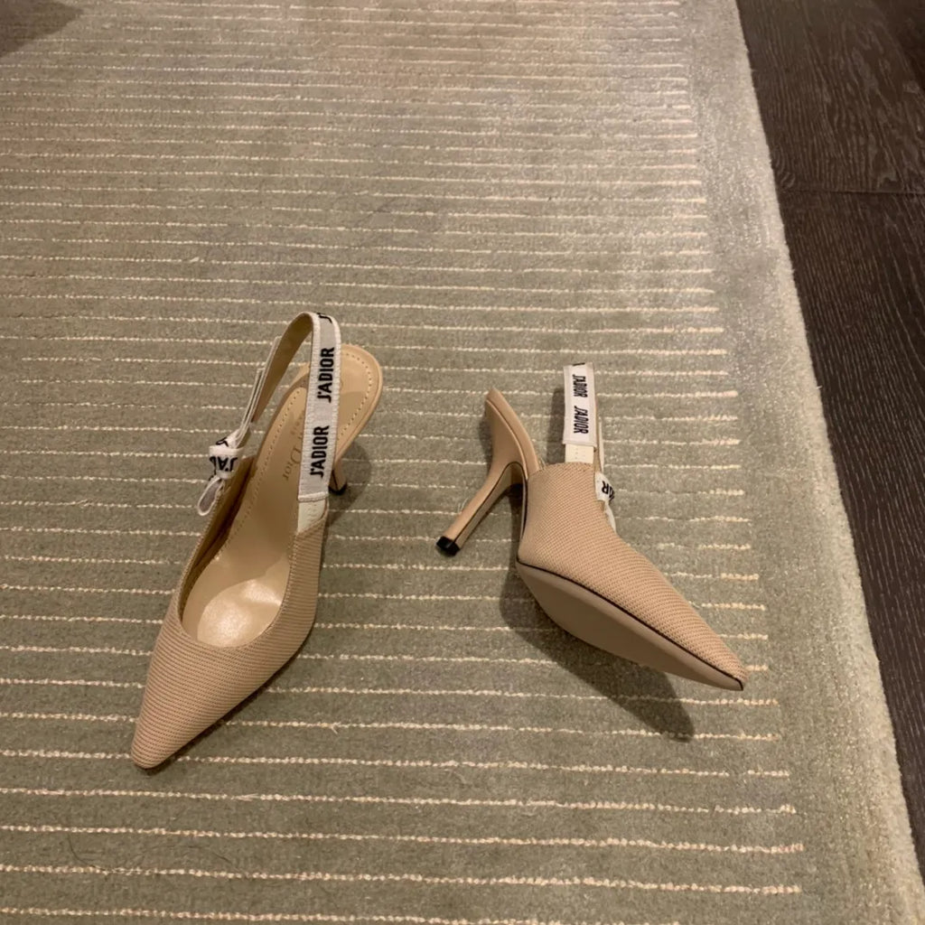 Dior Women's J'Adior Slingback Heels Apricot Technical Fabric 340488