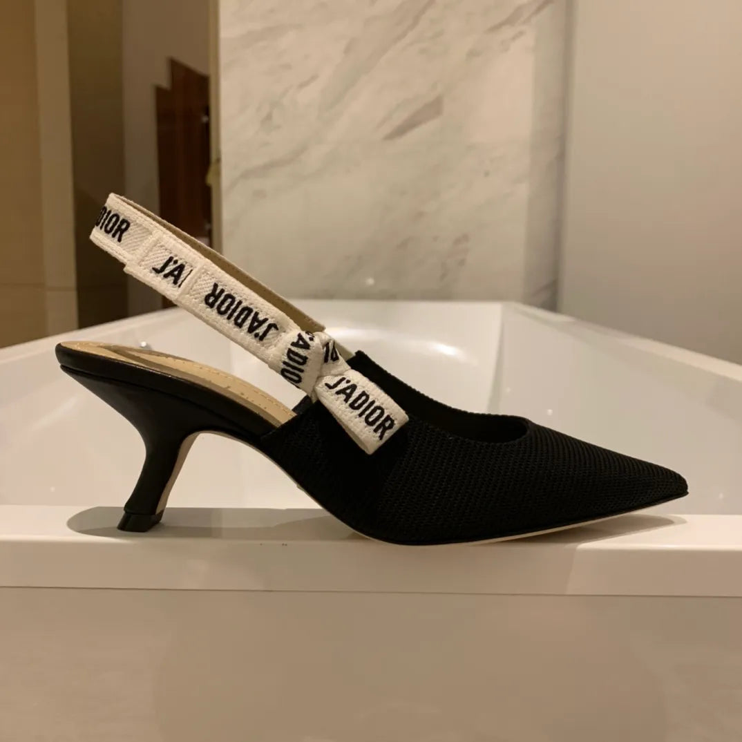Dior Women's J'Adior Slingback Heels Black Technical Fabric 340476