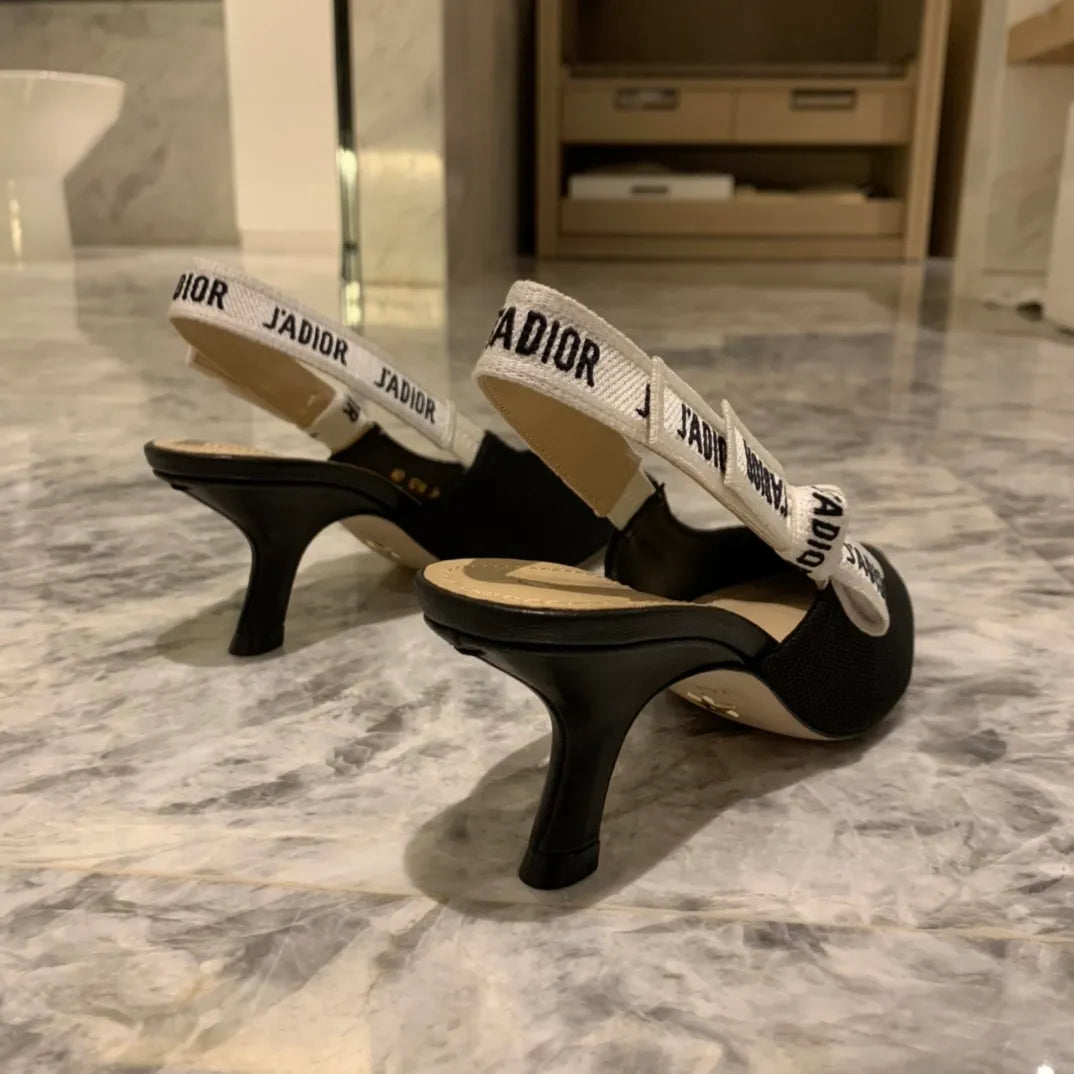 Dior Women's J'Adior Slingback Heels Black Technical Fabric 340476