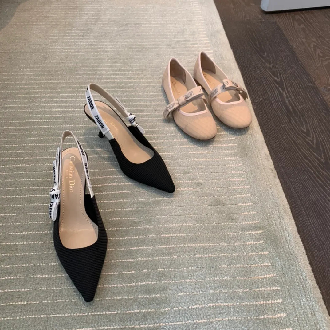 Dior Women's J'Adior Slingback Heels Black Technical Fabric 340476