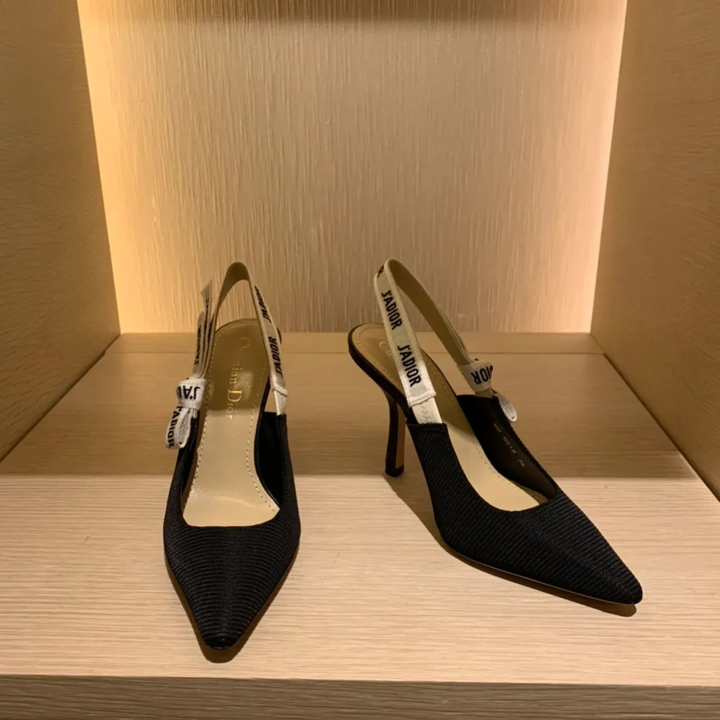 Dior Women's J'Adior Slingback Heels Black Technical Fabric 340480
