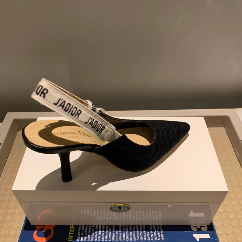 Dior Women's J'Adior Slingback Heels Black Technical Fabric 340480