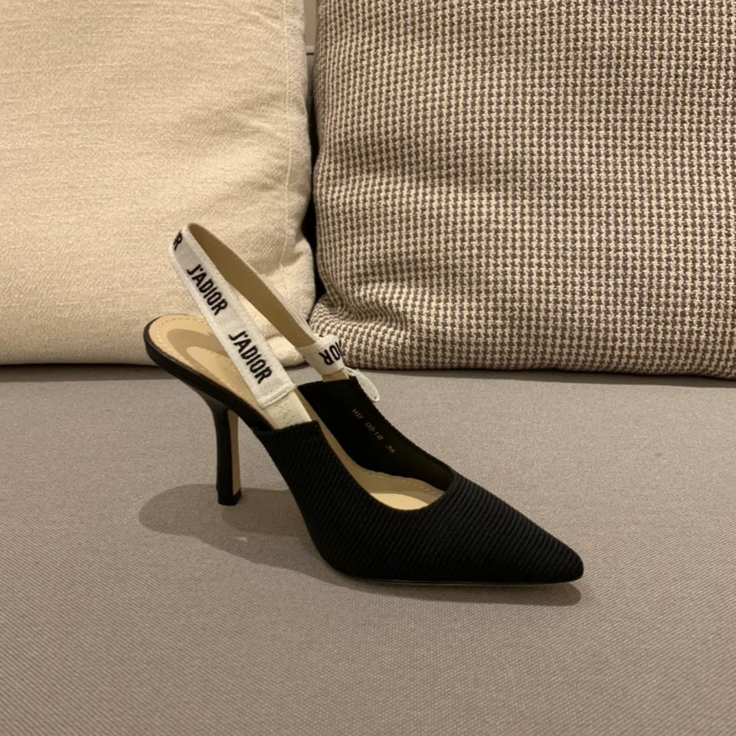 Dior Women's J'Adior Slingback Heels Black Technical Fabric 340480