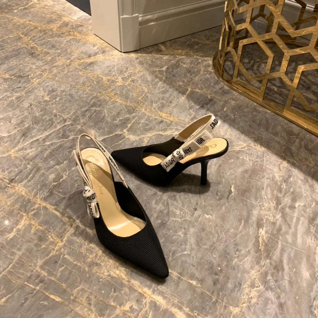 Dior Women's J'Adior Slingback Heels Black Technical Fabric 340480
