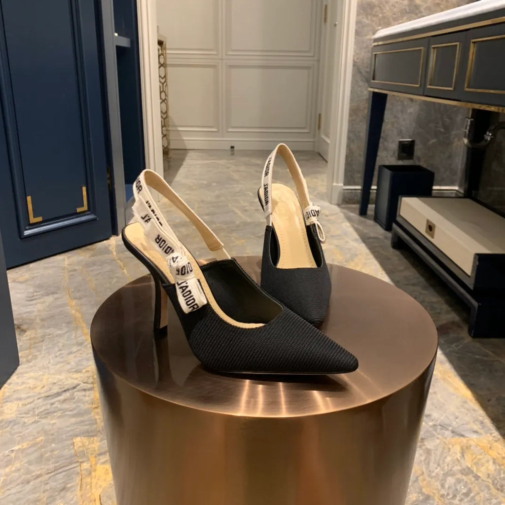 Dior Women's J'Adior Slingback Heels Black Technical Fabric 340480