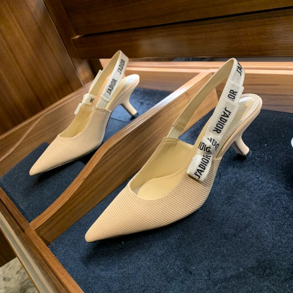 Dior Women's J'Adior Slingback Heels Apricot Technical Fabric 340491