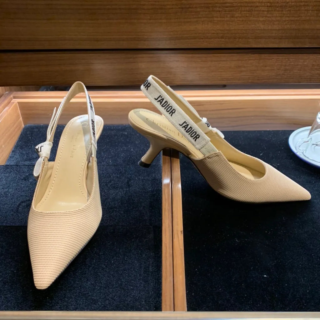 Dior Women's J'Adior Slingback Heels Apricot Technical Fabric 340491