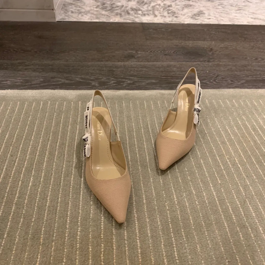 Dior Women's J'Adior Slingback Heels Apricot Technical Fabric 340491