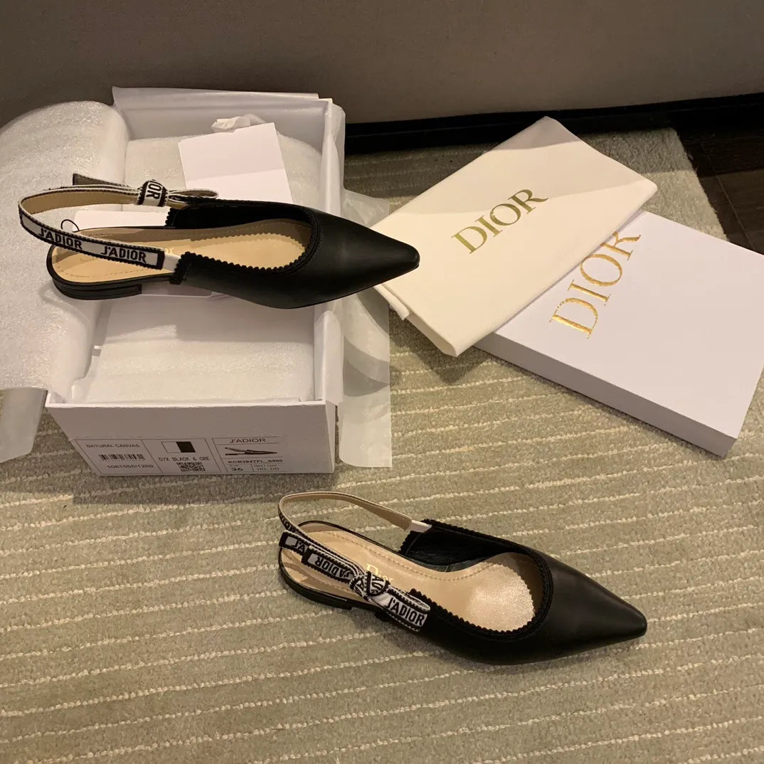 Dior Women's J'Adior Slingback Heels Black Calfskin Leather 340516